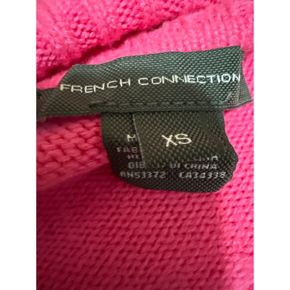 French Connection Women's Pink Turtleneck Long Puff Sleeve Knit Sweater Top XS - Picture 3 of 4